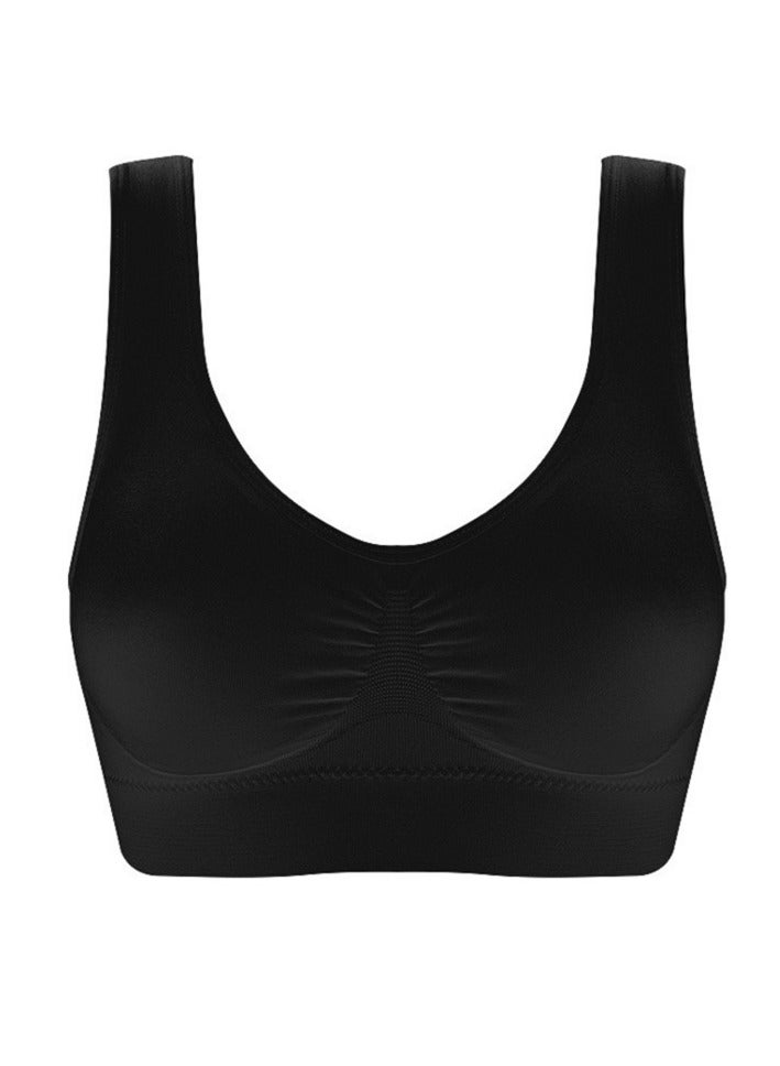 AROAQ Women Sports Bra, Fitness Sports Yoga Bra with Removable Padding, Double-layer Seamless Sports Bra without Rims, Comfortable Soft Bra for Workouts Running Yoga Trainings, (Size 3XL, Black)  - Image 1