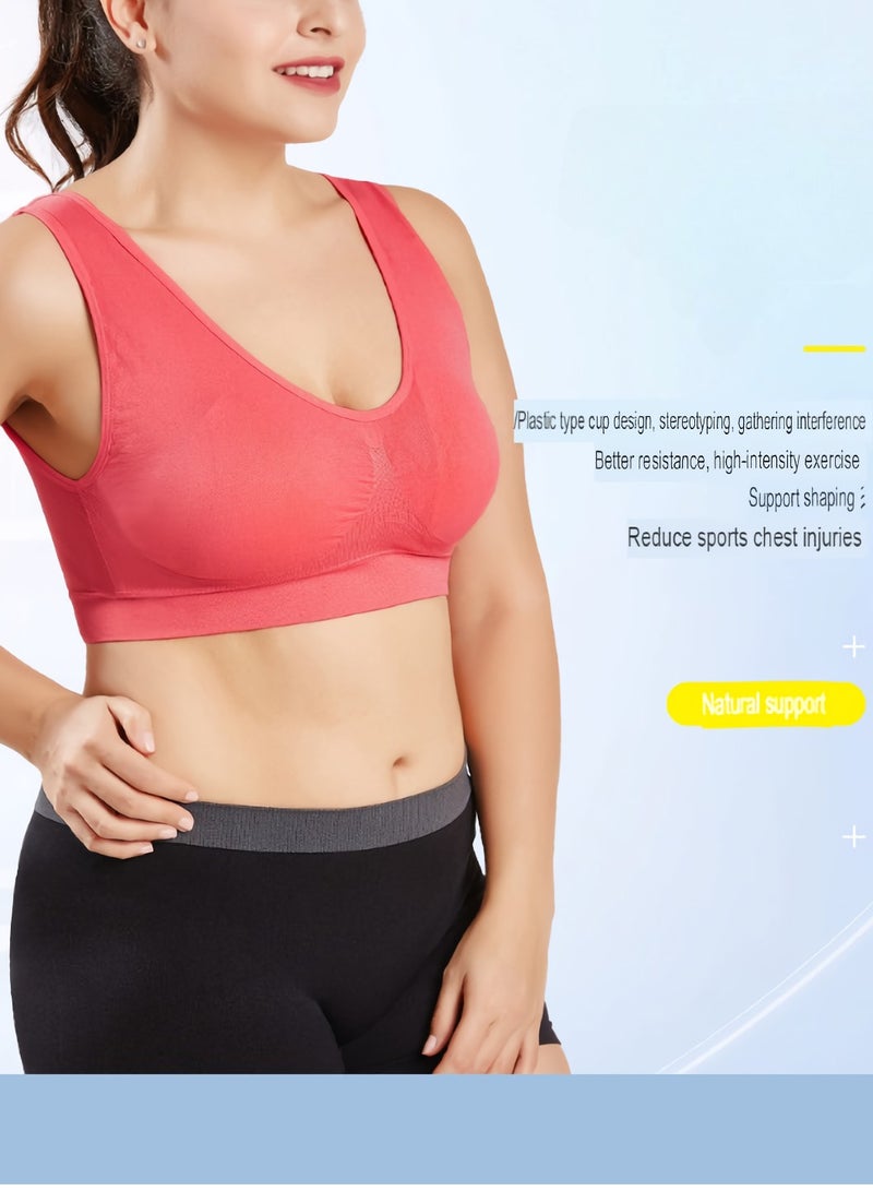 AROAQ Women Sports Bra, Fitness Sports Yoga Bra with Removable Padding, Double-layer Seamless Sports Bra without Rims, Comfortable Soft Bra for Workouts Running Yoga Trainings, (Size 3XL, Black)  - Image 2