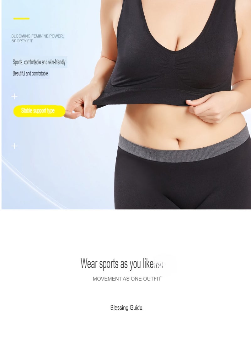 AROAQ Women Sports Bra, Fitness Sports Yoga Bra with Removable Padding, Double-layer Seamless Sports Bra without Rims, Comfortable Soft Bra for Workouts Running Yoga Trainings, (Size 3XL, Black)  - Image 4