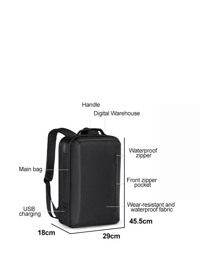 التمريض الجوي حقيبة ظهر لابتوب مقاومة للماء 15.6 بوصة مع منفذ شحن USB - حقيبة سفر للأعمال نحيفة تفتح بزاوية 180 درجة وجيب مضاد للسرقة - حقيبة نهارية مقاومة للاهتراء سعة 23 لتر للرجال (أسود) - Image 4