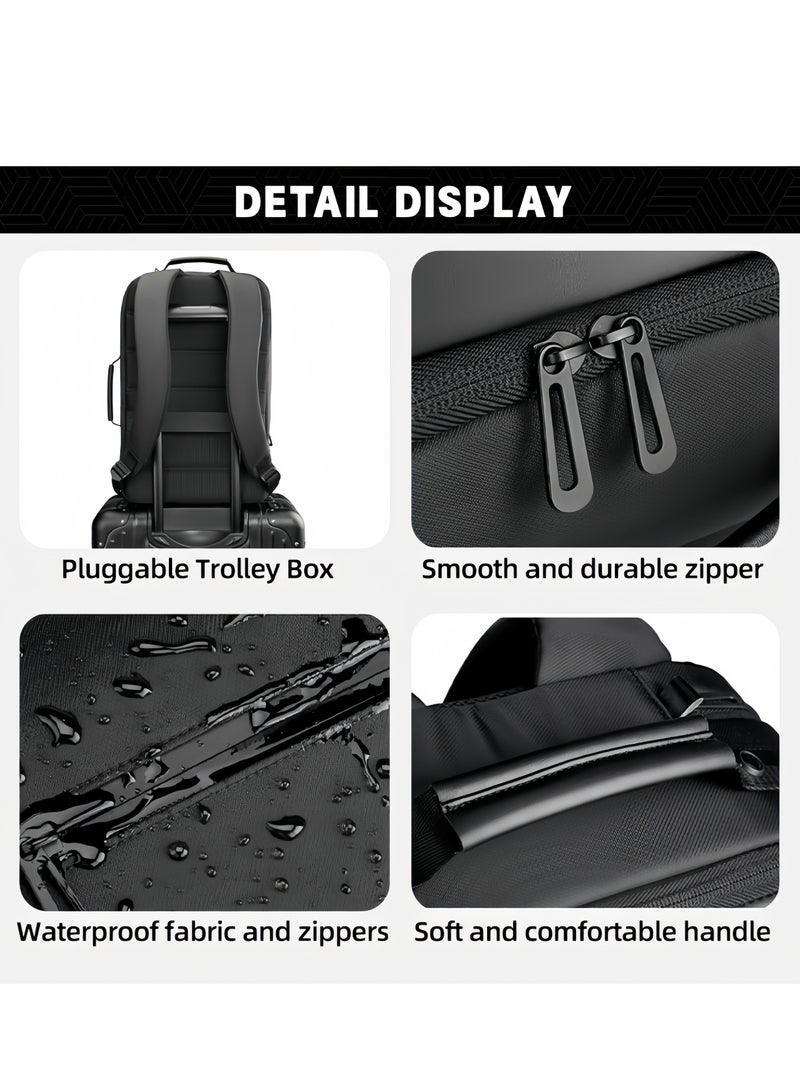 التمريض الجوي حقيبة ظهر لابتوب مقاومة للماء 15.6 بوصة مع منفذ شحن USB - حقيبة سفر للأعمال نحيفة تفتح بزاوية 180 درجة وجيب مضاد للسرقة - حقيبة نهارية مقاومة للاهتراء سعة 23 لتر للرجال (أسود) - Image 3