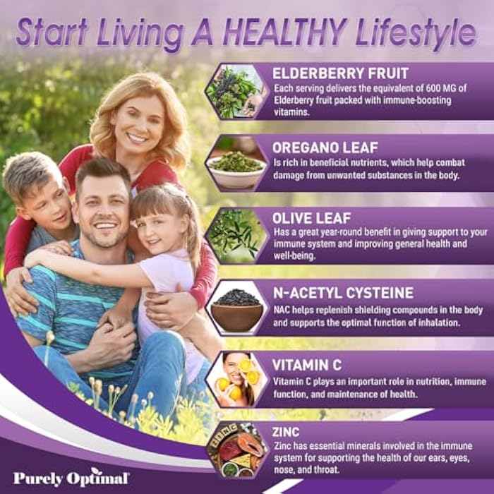 Purely Optimal Elderberry Capsules - Premium Quality Sambucus Nigra Extract Supplement - Naturally Sourced, Immune Function Support - Non-GMO, Gluten Free, Vegan Friendly - 60 Capsules - Image 5