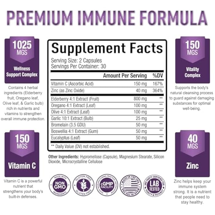 Purely Optimal Elderberry Capsules - Premium Quality Sambucus Nigra Extract Supplement - Naturally Sourced, Immune Function Support - Non-GMO, Gluten Free, Vegan Friendly - 60 Capsules - Image 2