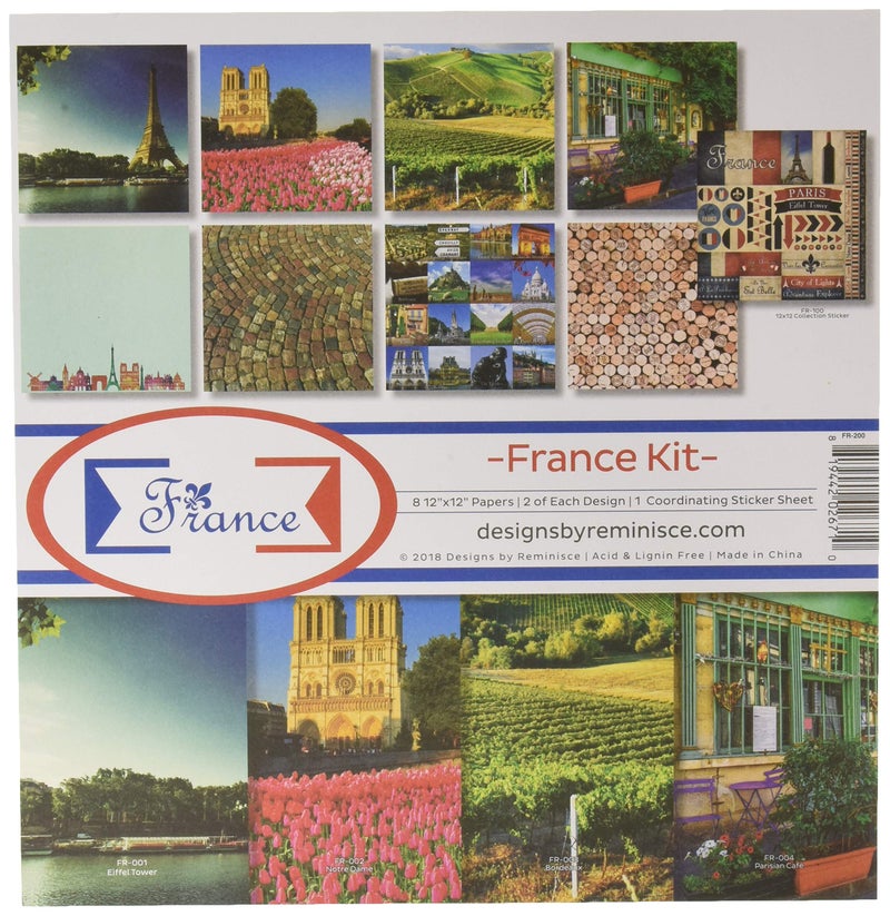 Reminisce France Scrapbook Collection Kit Multi Color Palette 12x12Inch