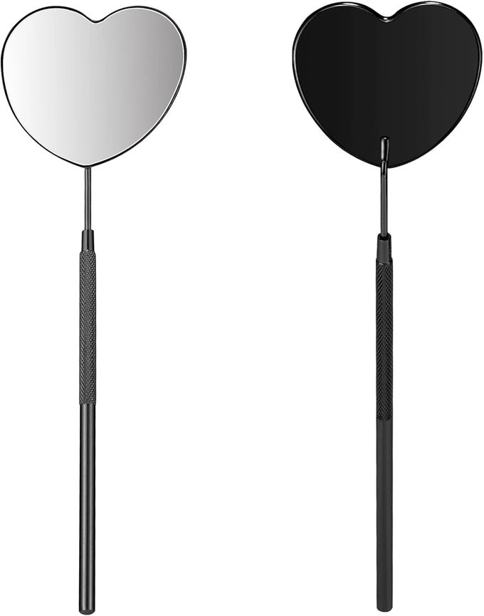 LOVELY LASH MIRROR - HEART SHAPED DETACHABLE STAINLESS STEEL EYELASH MIRROR, 2.2INCH LASH EXTENSION SUPPLIES AND TOOLS, BLACK