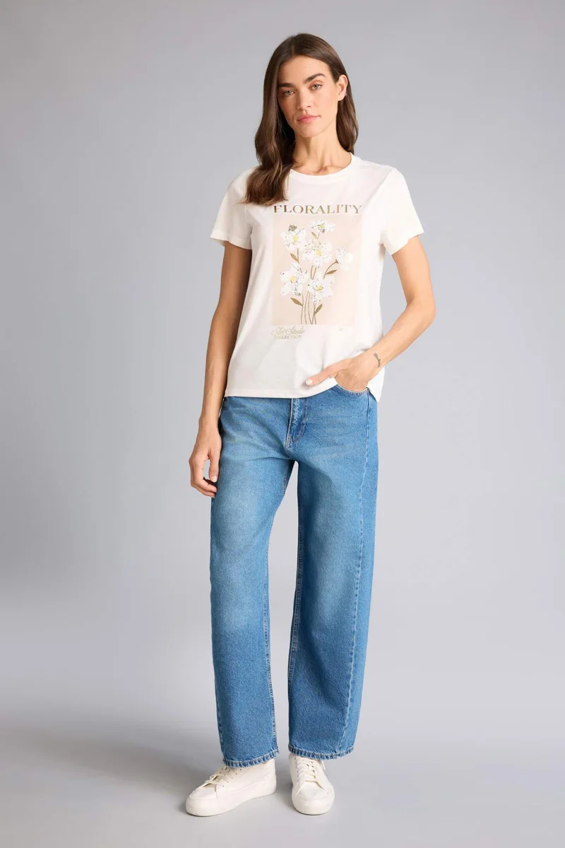 ديفاكتو Regular Fit Printed Crew Neck Short Sleeves T-shirt