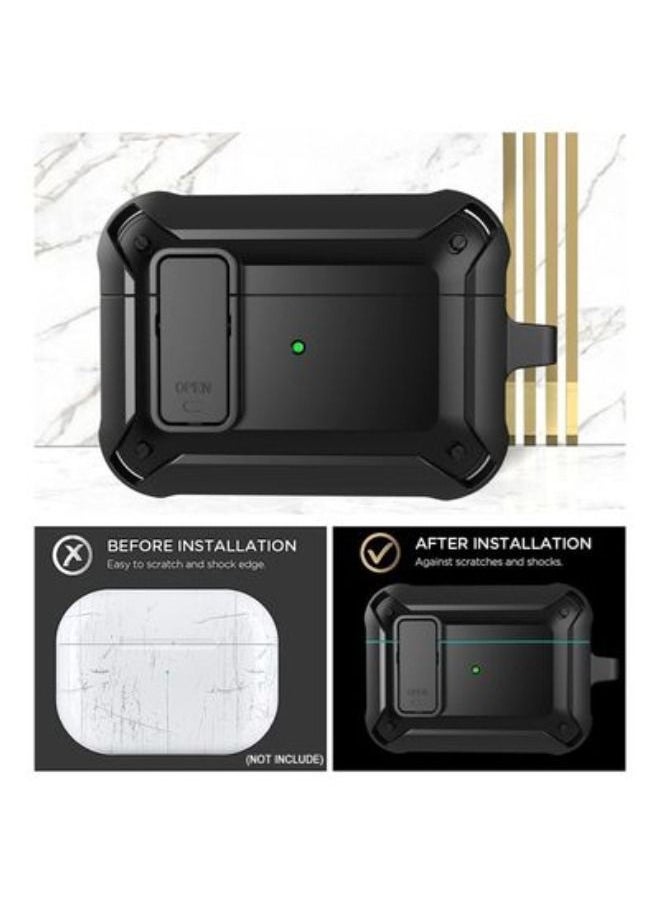 ACLIX Airpods 3 Case Armor Upgraded [Secure Lock], Heavy Duty Protection Shockproof Full-Body Hard Shell Protective Cover Case Skin with Keychain for AirPod Pro 3Black [Front LED Visible]  - Image 2