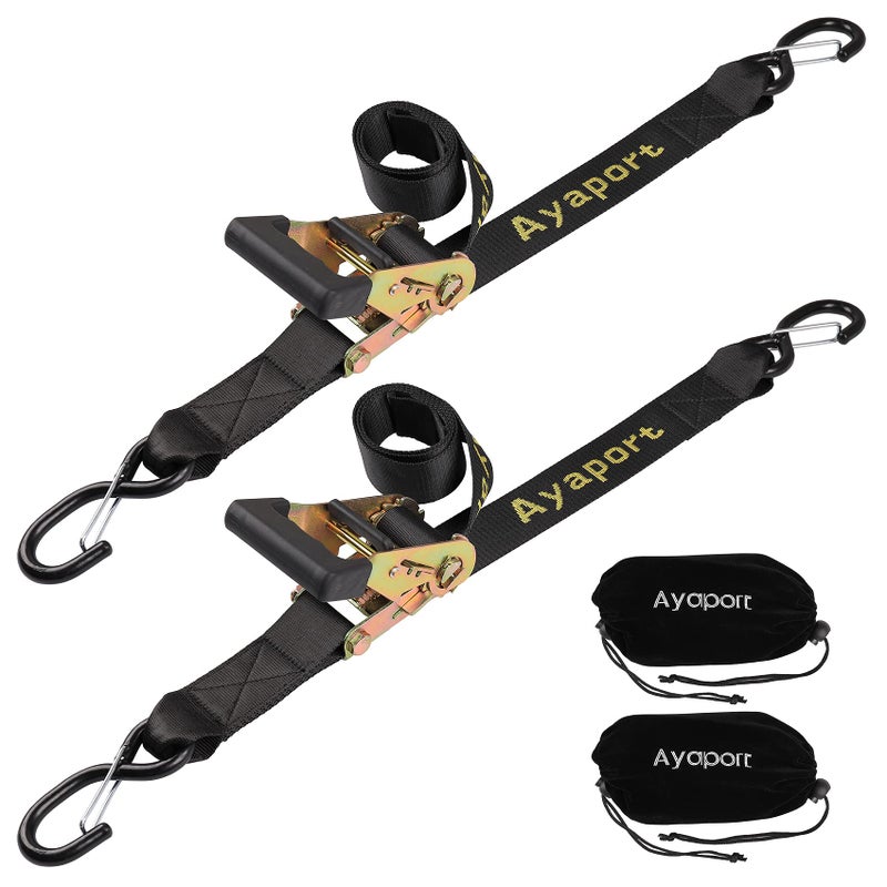 Ayaport Boat Trailer Transom Tie Down Straps for Boat Jet ski Kayak Canoe 4 Feet 16 inches 5000lbs Break Strength Heavy Duty Ratchet Straps with S Hooks Pack of 2
