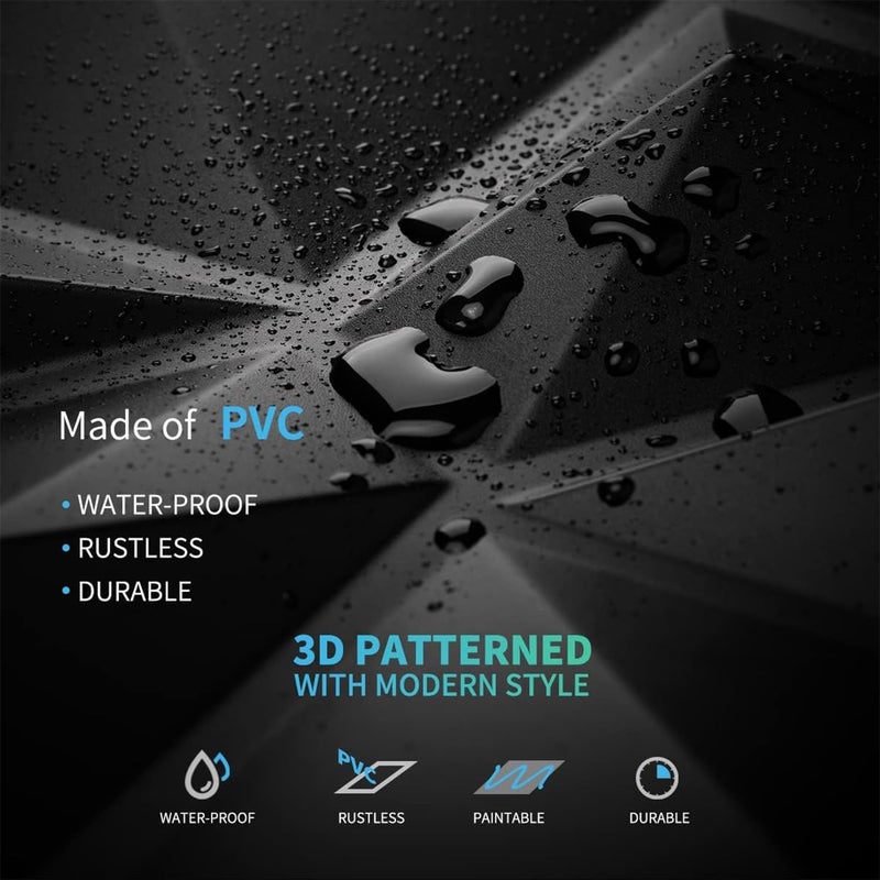 Decorative 3D Wall Panels in Diamond Design, PVC 3D Wall Panel Diamond, for Interior Decor (Black, 30 * 30cm, 10Pcs) - Image 3