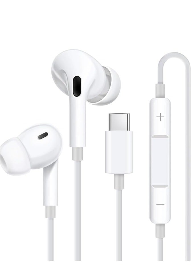 USB C Headphones in-Ear Type C Headphones Wired Earphones with Mic HiFi Stereo Noise Cancelling Wired Earbuds Volume Control USB Type C Headphones for iPhone 15/15 Plus/Samsung S24 Ultra/S23/S21 - Image 1