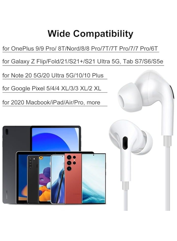 USB C Headphones in-Ear Type C Headphones Wired Earphones with Mic HiFi Stereo Noise Cancelling Wired Earbuds Volume Control USB Type C Headphones for iPhone 15/15 Plus/Samsung S24 Ultra/S23/S21 - Image 3