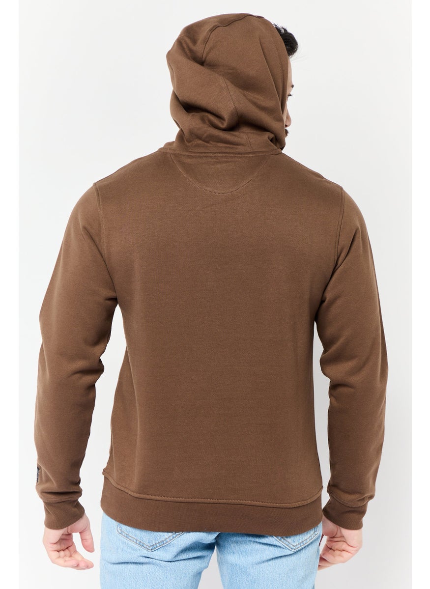 LAMBORGHINI - Men Graphic Print Long Sleeves Hoodie, Dark Brown - Image 1