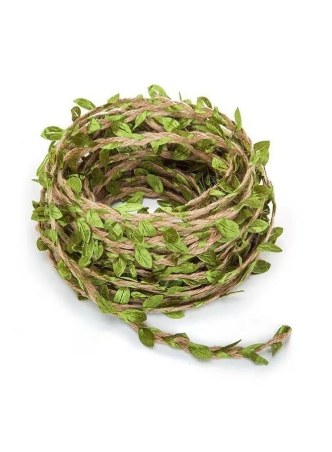 10 Meters Natural Twine Green Leaf Jute Hemp Ribbon String Hanging Gardening Decoration or for Arts and Crafts，DIY Craft - Image 1