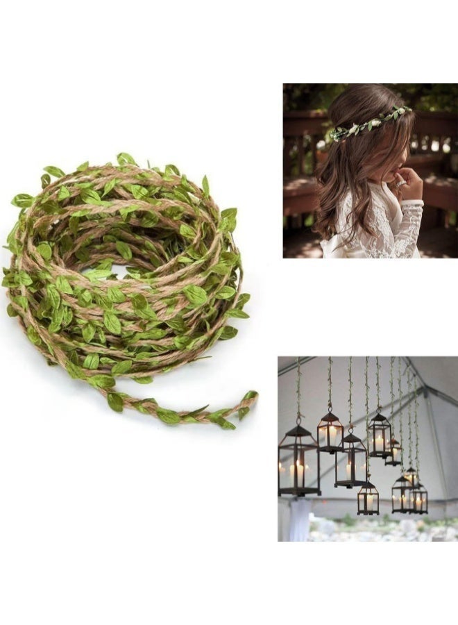 10 Meters Natural Twine Green Leaf Jute Hemp Ribbon String Hanging Gardening Decoration or for Arts and Crafts，DIY Craft - Image 2