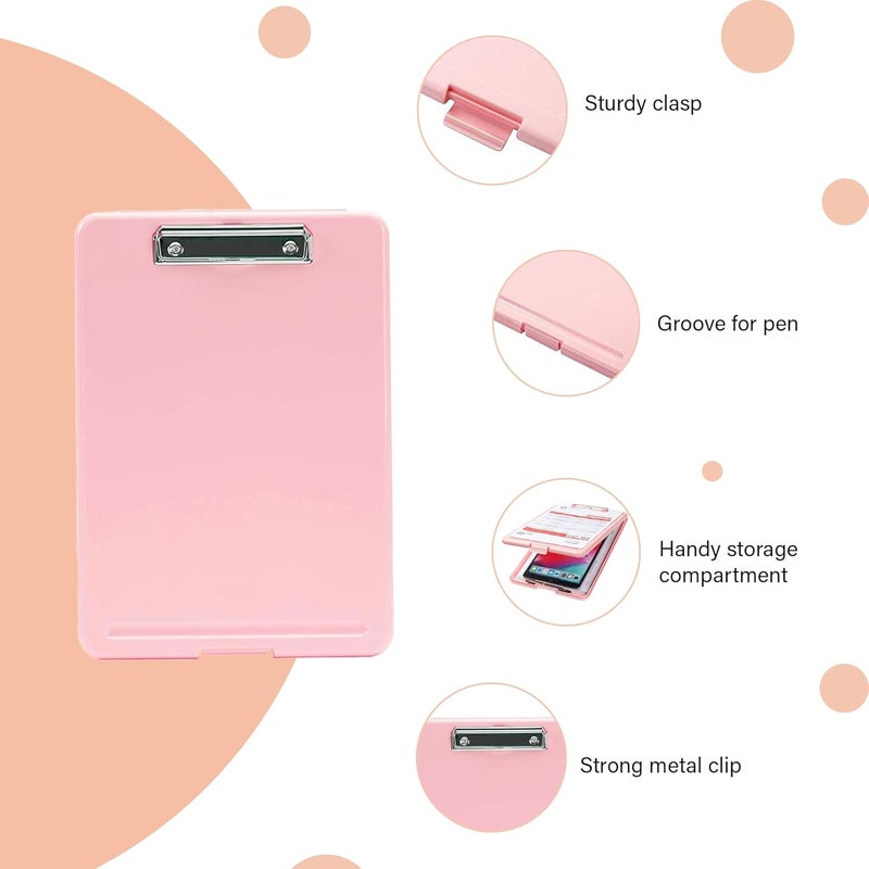 oddpod ™ Praise A4 Clip Pad/Clipboard with Storage Case for Paper and Document Storage 83002 (Light Pink) - Image 4