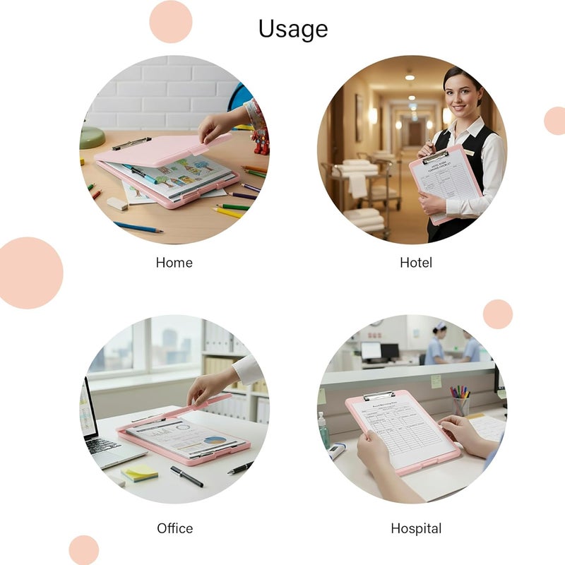oddpod ™ Praise A4 Clip Pad/Clipboard with Storage Case for Paper and Document Storage 83002 (Light Pink) - Image 5