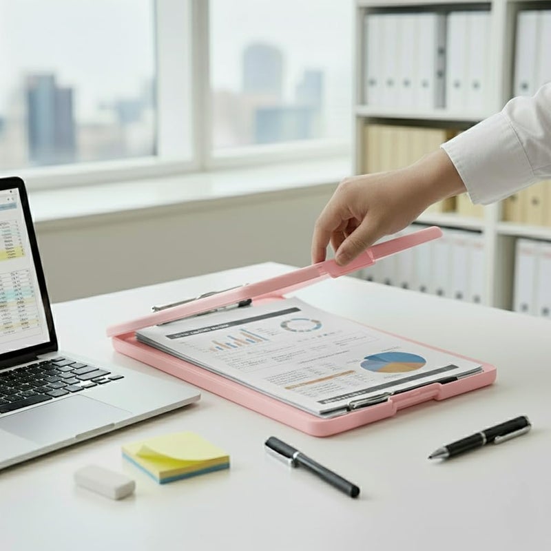 oddpod ™ Praise A4 Clip Pad/Clipboard with Storage Case for Paper and Document Storage 83002 (Light Pink) - Image 2