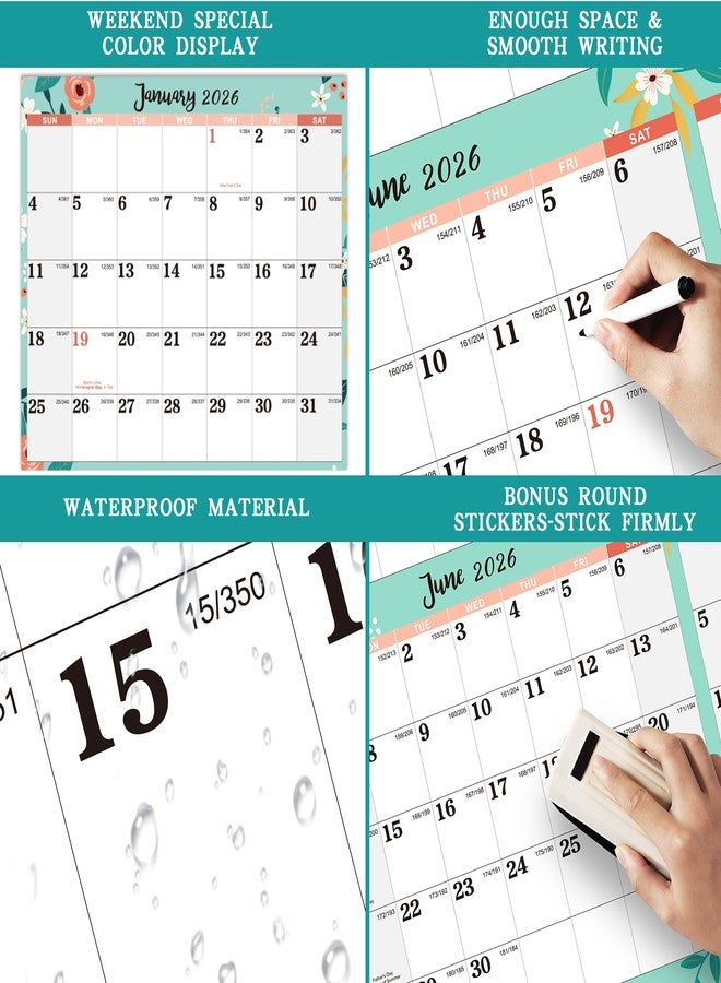 Feteulo 2026 Yearly Wall Calendar - Dry Erase Calendar, Erasable Wall Calendar 2026, JAN 2026 - DEC 2026, 12 Months Yearly Calendar, 34.8'' × 22.8'', 2-Sided Erasable with 8 Round Stickers - Image 5
