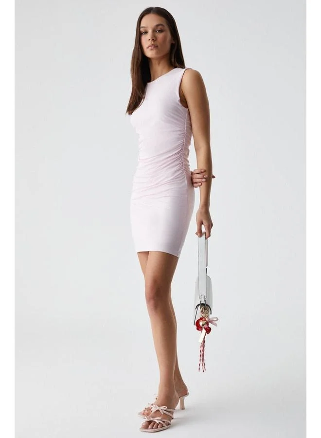 Grimelange  DRUID Women's Bike Neck Slim Mini Sleeveless Pink Dress. for Women | Best Price UAE