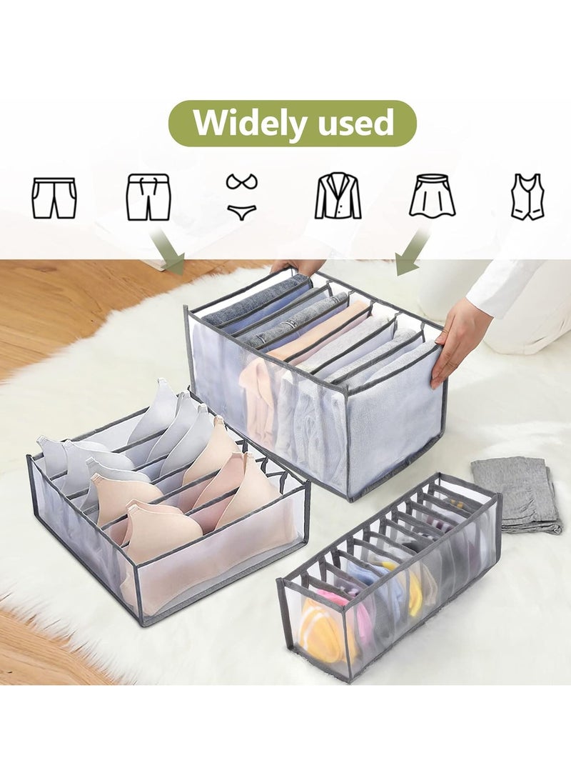 Arabest Wardrobe Clothes Organizer 9 Grids, Drawer Organizers for Clothing With Side Handles, Foldable Closet and Storage Basket, Clothes Compartment Box Bedroom Dorm Room 2 PCS,Grey  - Image 2