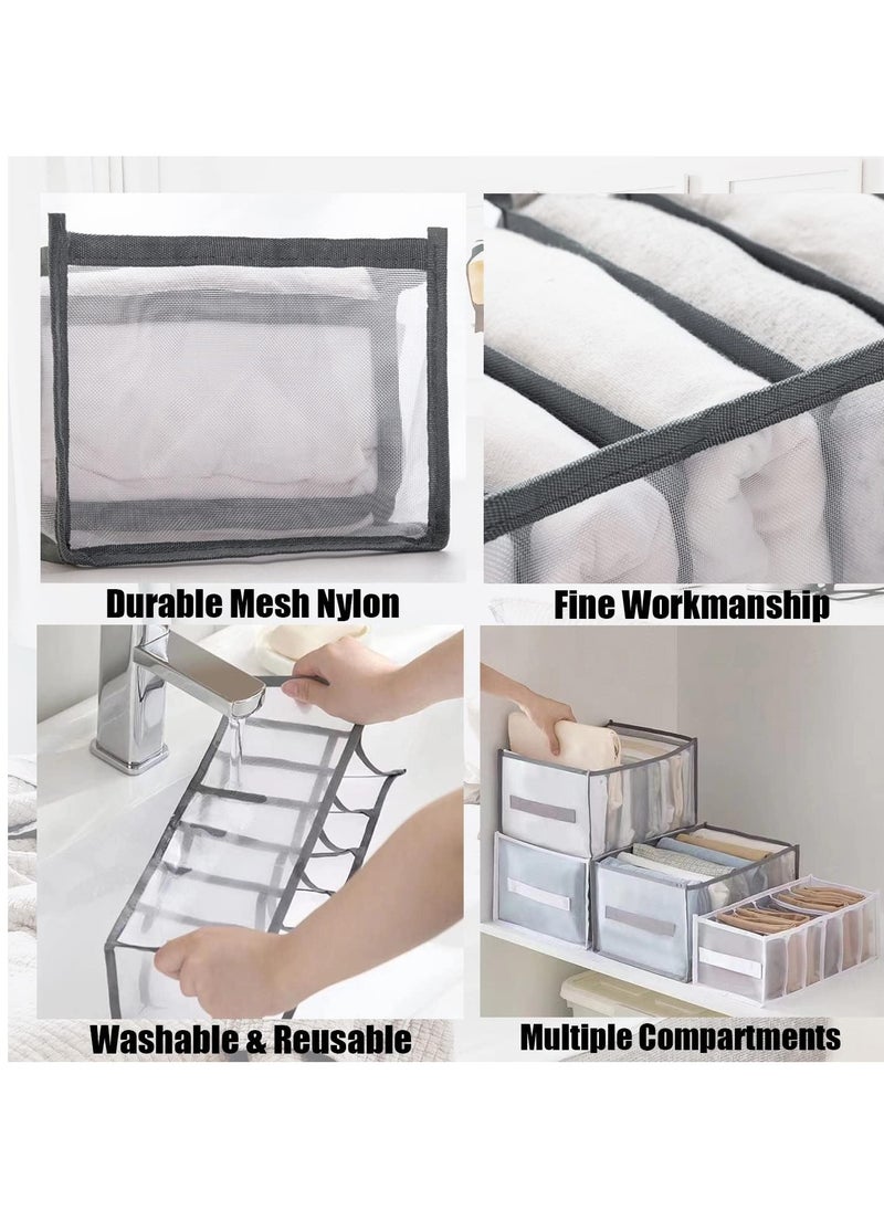 Arabest Wardrobe Clothes Organizer 9 Grids, Drawer Organizers for Clothing With Side Handles, Foldable Closet and Storage Basket, Clothes Compartment Box Bedroom Dorm Room 2 PCS,Grey  - Image 3