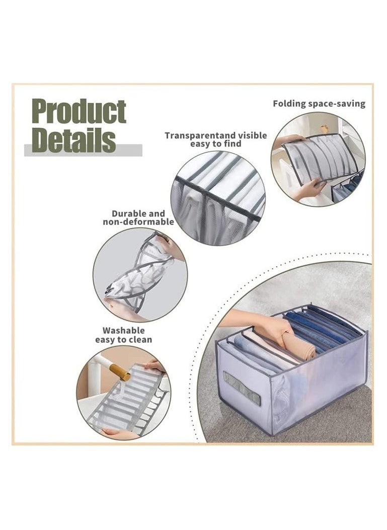 Arabest Wardrobe Clothes Organizer 9 Grids, Drawer Organizers for Clothing With Side Handles, Foldable Closet and Storage Basket, Clothes Compartment Box Bedroom Dorm Room 2 PCS,Grey  - Image 4