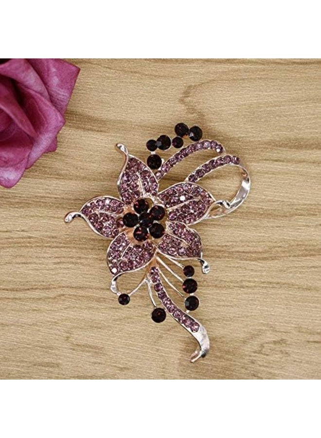 Goolsky Crystal Pearl Flower Brooches Pins Fashion Beautiful Created Rhinestone Floral Brooch Good Idea for Party Dance Wedding Banquet for Elegant Women Girl  - Image 5