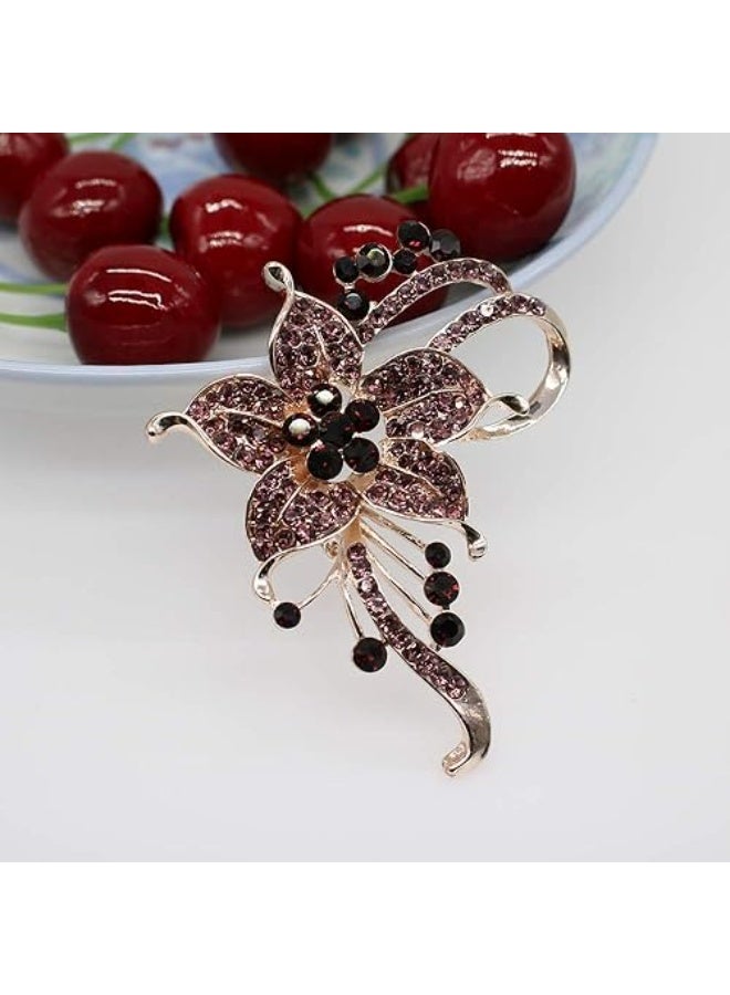 Goolsky Crystal Pearl Flower Brooches Pins Fashion Beautiful Created Rhinestone Floral Brooch Good Idea for Party Dance Wedding Banquet for Elegant Women Girl  - Image 3