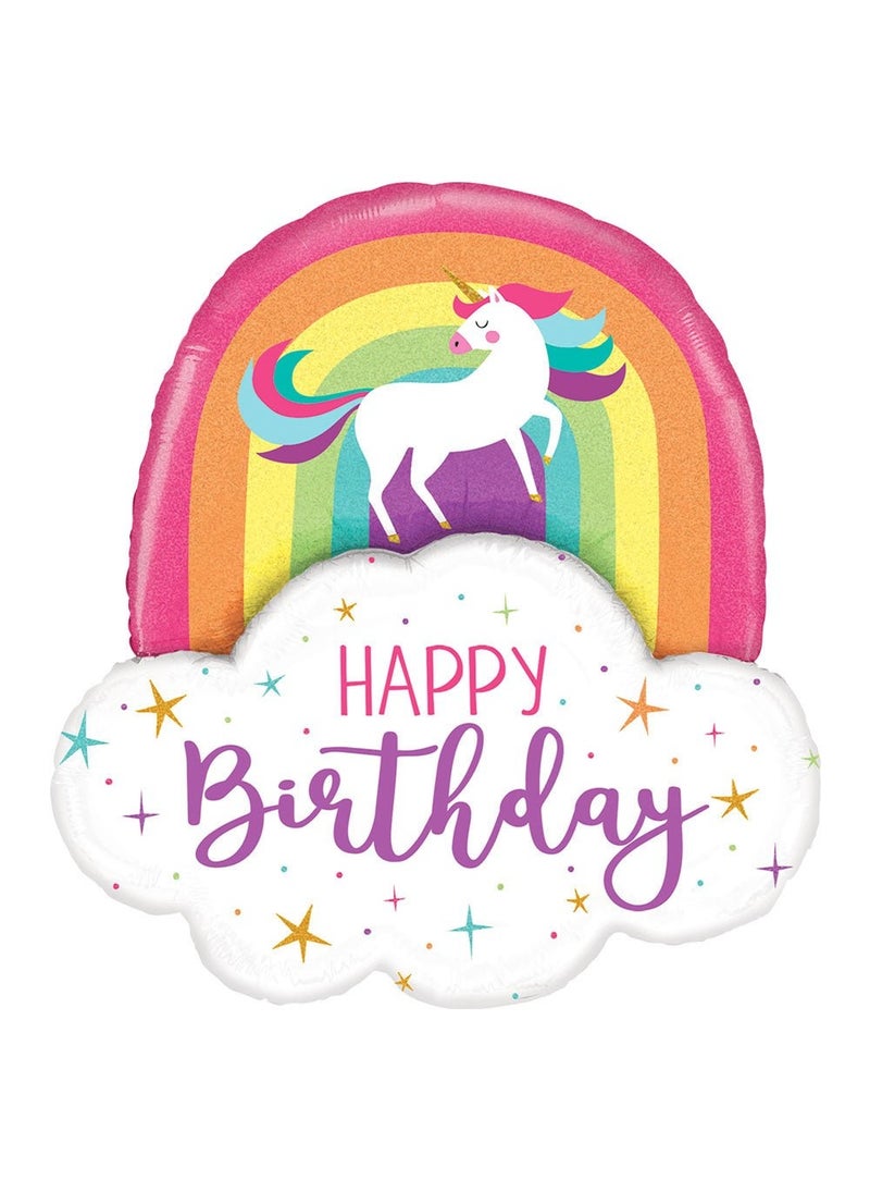 Happy Birthday Unicorn Rainbow Holographic Foil Balloon 89cm