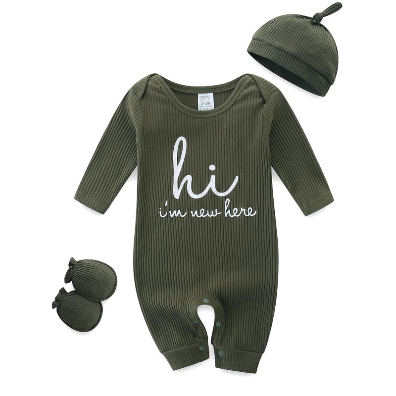 Bibimom Newborn Photography Outfits Boy Girl 0-3 Months Green Stretchy Breathable Bodysuit - Image 1