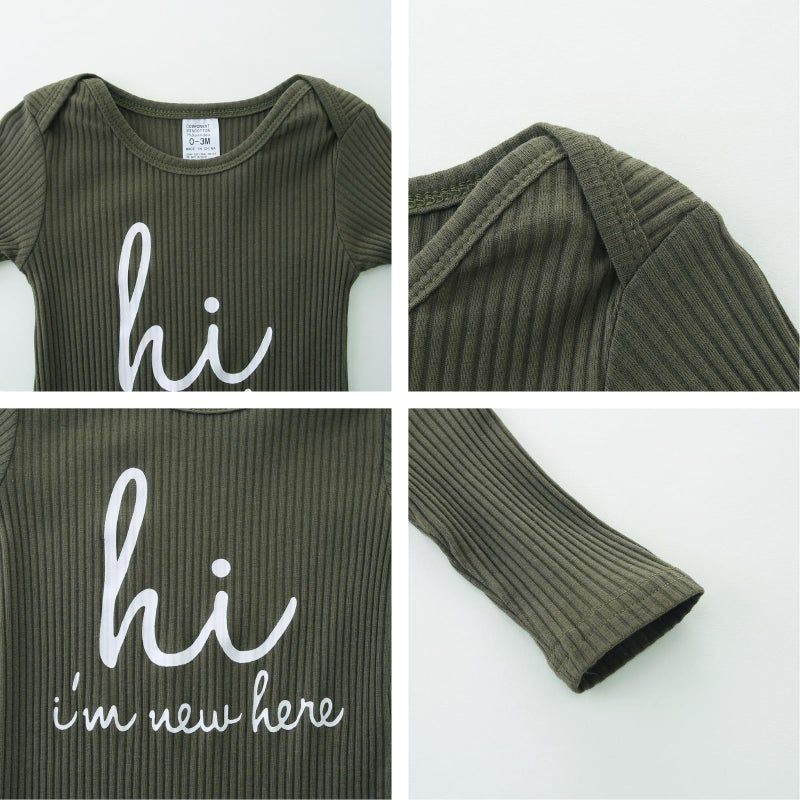 Bibimom Newborn Photography Outfits Boy Girl 0-3 Months Green Stretchy Breathable Bodysuit - Image 4