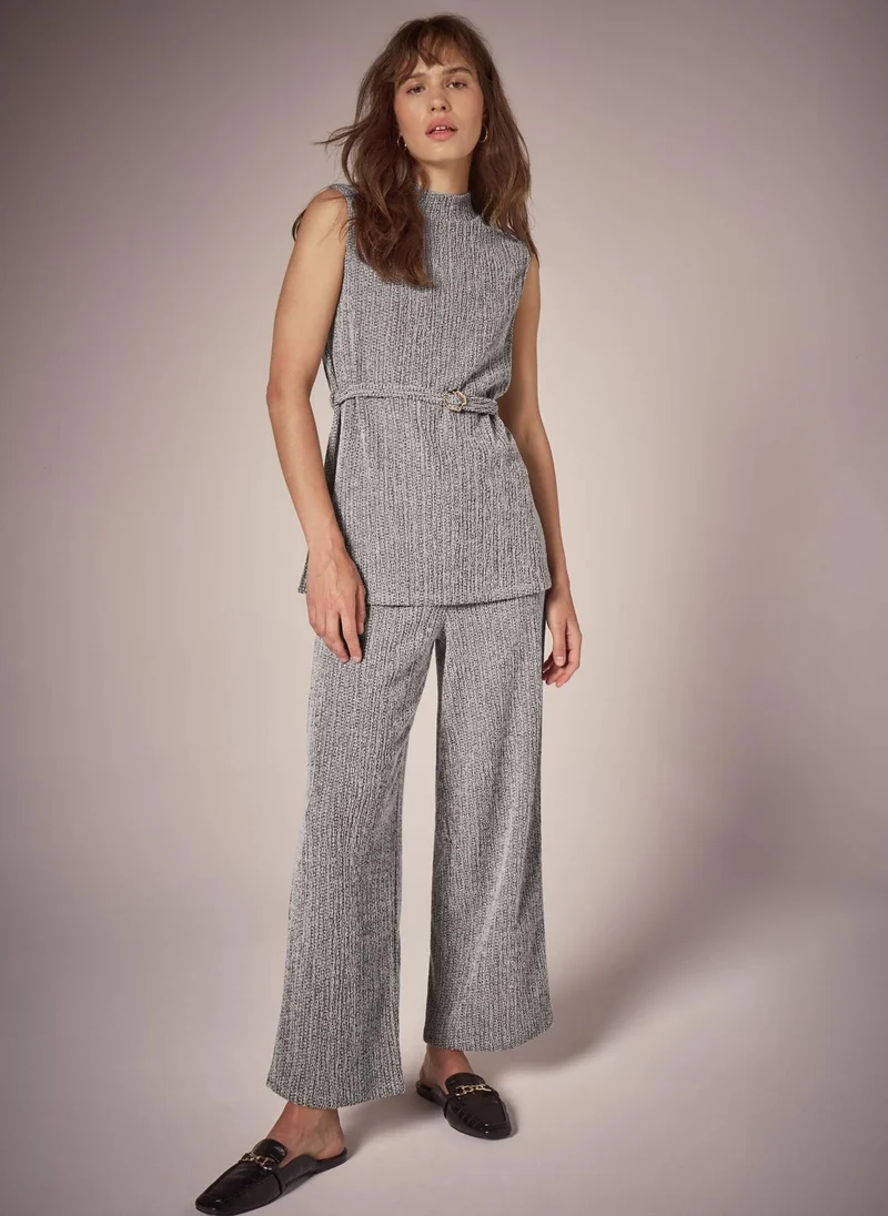 Matalan Et Vous Grey Textured Belted Co-Ord Tunic Top