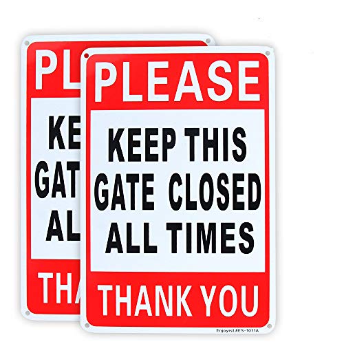Enjoyist 2-Pack Please Keep This Gate Closed Sign 10"x 7" .04" Aluminum Reflective Sign Rust Free Aluminum-UV Protected and Weatherproof - Image 1