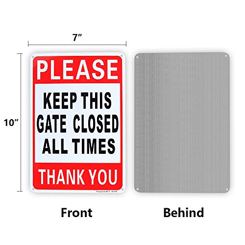 Enjoyist 2-Pack Please Keep This Gate Closed Sign 10"x 7" .04" Aluminum Reflective Sign Rust Free Aluminum-UV Protected and Weatherproof - Image 2