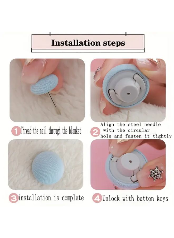 16pcs Blue Mushroom Pattern Non Slip Reusable Bedding Safety Clips - Image 2