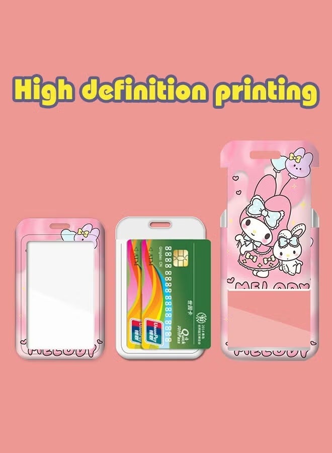 2 PCS Anime Badge Card Holder with Lanyard, Retractable Badge Reel, ID Credit Card Holder Purse Pouch with Lanyard Durable Card Case Neck Pouch Wallet Anime Keychain for Students Teens - Image 2