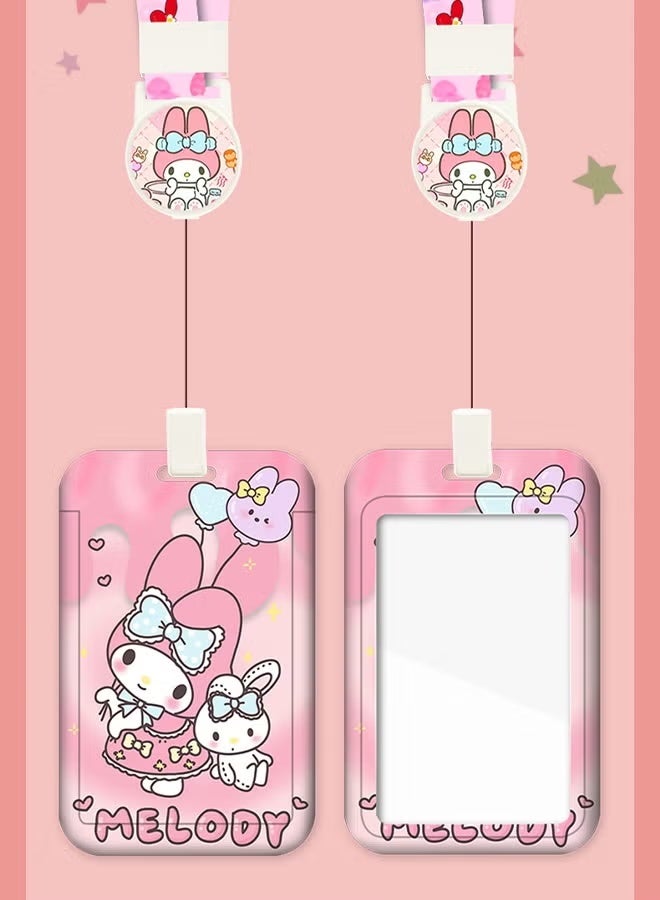 2 PCS Anime Badge Card Holder with Lanyard, Retractable Badge Reel, ID Credit Card Holder Purse Pouch with Lanyard Durable Card Case Neck Pouch Wallet Anime Keychain for Students Teens - Image 4