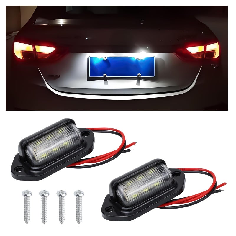 Hbxdeco 2PCS LED License Plate Light Waterproof 12V24V 6SMD License Plate Tag Lamp Tail Light Replacement for Car SUV Truck Van RV Trailer as Step Courtesy Light DomeCargo Lights - Image 3
