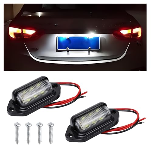 Hbxdeco 2PCS LED License Plate Light Waterproof 12V24V 6SMD License Plate Tag Lamp Tail Light Replacement for Car SUV Truck Van RV Trailer as Step Courtesy Light DomeCargo Lights - Image 1