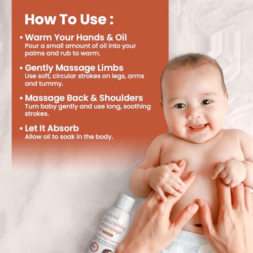 tütots Nourishing Baby Massage Oil 200ml - Almond Oil Coconut Oil & Peach Kernel Oils - Vitamin E Enriched - Ideal Baby Oil - Gentle Hydration & Care - Softens & Protects Skin - Image 4