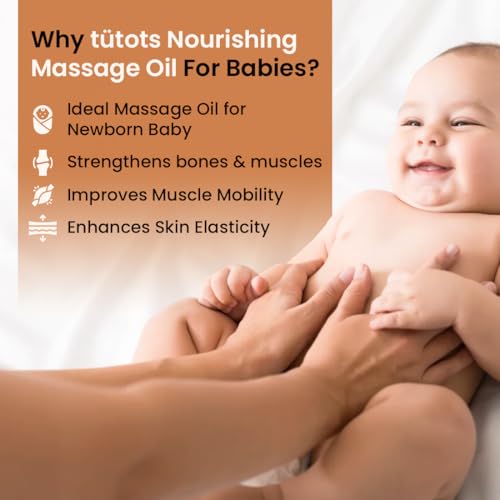 tütots Nourishing Baby Massage Oil 200ml - Almond Oil Coconut Oil & Peach Kernel Oils - Vitamin E Enriched - Ideal Baby Oil - Gentle Hydration & Care - Softens & Protects Skin - Image 2