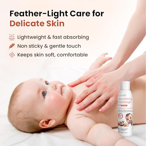 tütots Nourishing Baby Massage Oil 200ml - Almond Oil Coconut Oil & Peach Kernel Oils - Vitamin E Enriched - Ideal Baby Oil - Gentle Hydration & Care - Softens & Protects Skin - Image 5
