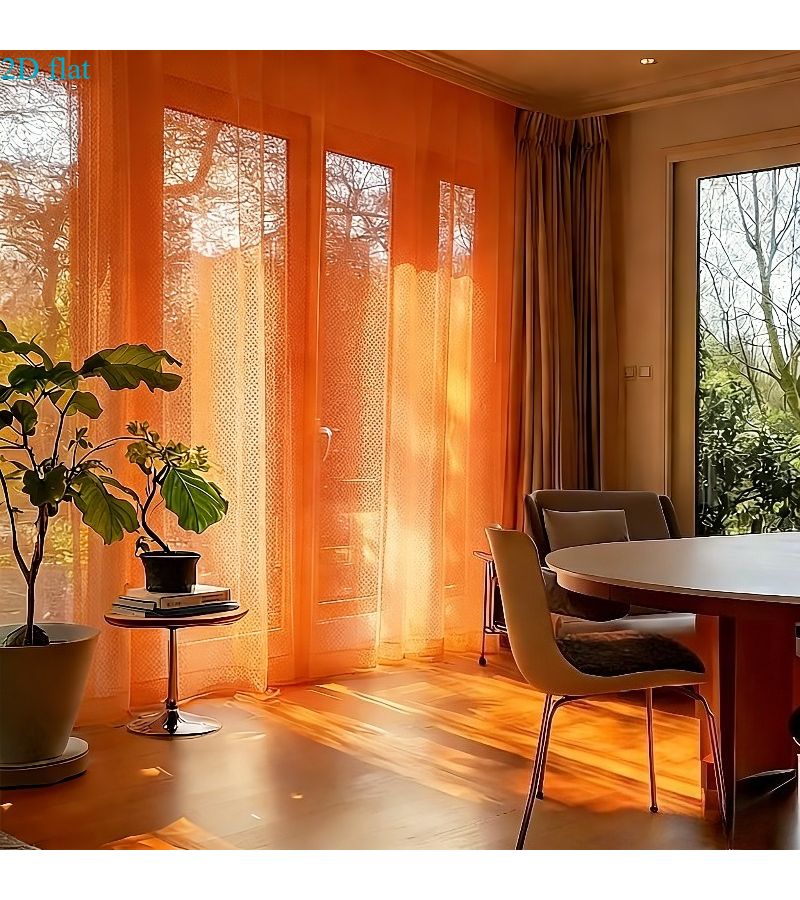 Orange Sheer Tulle Curtains 4 Pieces 300cm Rod Pocket Wedding Backdrop Party Decor - Image 2