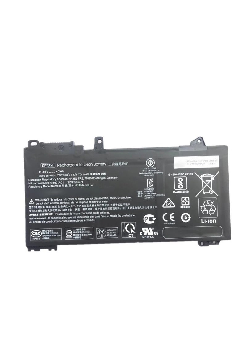 Terabyte Battery RE03XL for HP ProBook 450 G6 450 G7 440 G6 430 445 455R G6 430 440 445 G7 Series HSTNN-OB1C HSTNN-UB7R - Image 1