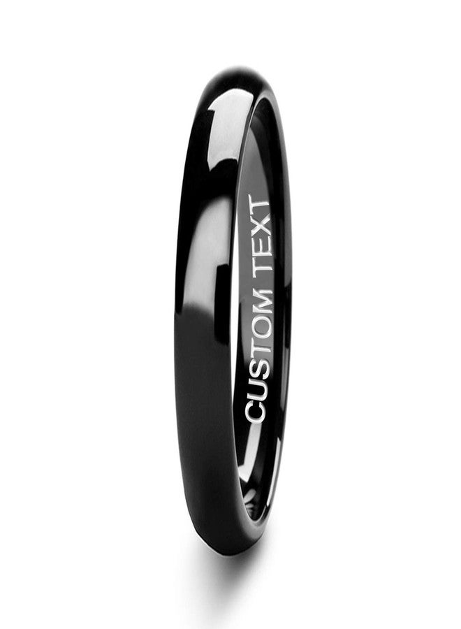 Tioneer 3mm Stainless Steel 316L Classic Plain Wedding Band Ring | High Polished | Personalize Engravings | (Black, 9) - Image 2