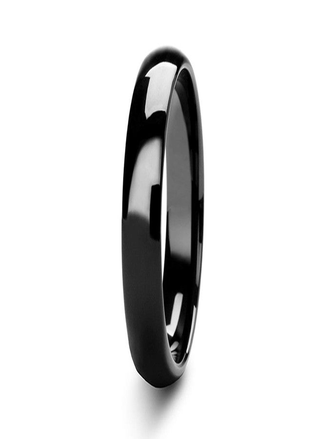 Tioneer 3mm Stainless Steel 316L Classic Plain Wedding Band Ring | High Polished | Personalize Engravings | (Black, 9) - Image 1