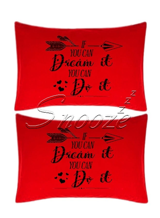 snooze Pillowcases set, 2 pcs, 45*65 cm, (Dream design) Red - Image 1