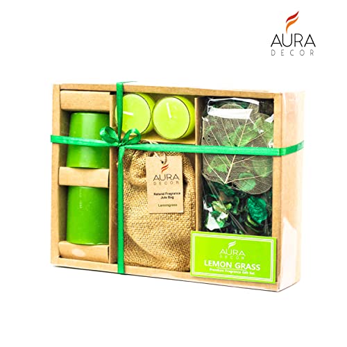 AURA DECOR AuraDecor Candle Gift Set || Air Freshener || Pillar Candle || Potpourri || Acrylic Tealight Candles || Gift Set || Tealight Candles|| Aromatherapy || Aroma Set (Jute_Lemongrass) - Image 2