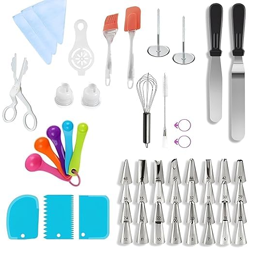 ENCHANTMENT ARAA PAVA Cake Decorating Supplies Cake Turntable Set Rotating Cake Turntable with Stainless Steel Nozzles Piping Bags and Tips Set Icing Smoother for Baking Pastries Frosting Pattern - Image 1