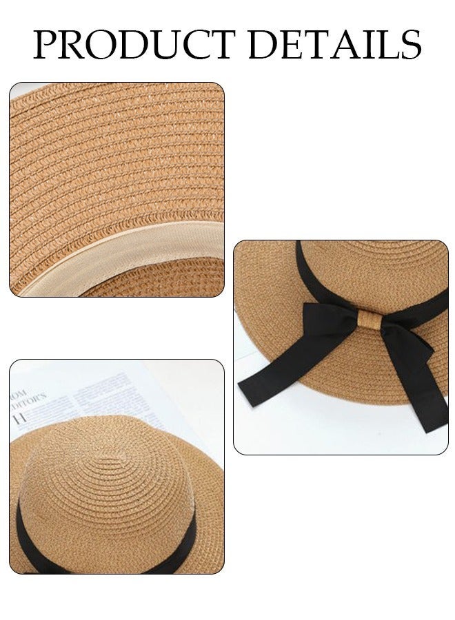 DUNISO Women's Foldable Sun Straw Hat Big Bowknot Summer Wide Brim Roll Up Beach Cap Summer Solid Travel Beach Cap UV Protection UPF50+ for Vacation Outdoor Activities - Image 5